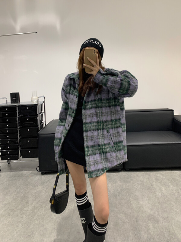 【VANESSA】plush fleece plaid cotton coat 701# OZQ