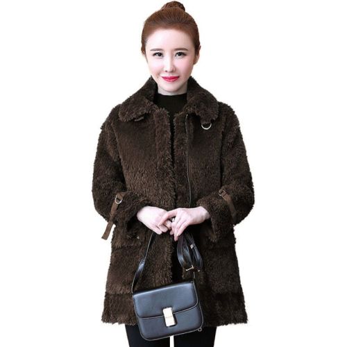 2023 spring and autumn new lamb wool coat women's fashion fur one mid-length cotton coat thickened warm cotton coat