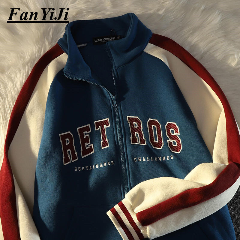 2022 American retro jacket men and women the same style spring and autumn loose cardigan jacket casual sportswear couple jacket