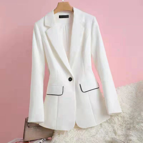 [Multi-color optional] Real pocket long-sleeved three-quarter-sleeved white suit jacket women's new spring and autumn small suit jacket