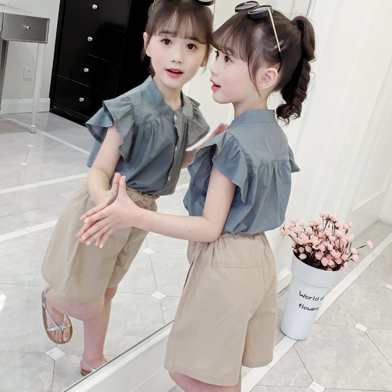 Girls' suit 2022 summer new children's clothing big boy foreign style little girl summer fashionable two-piece suit