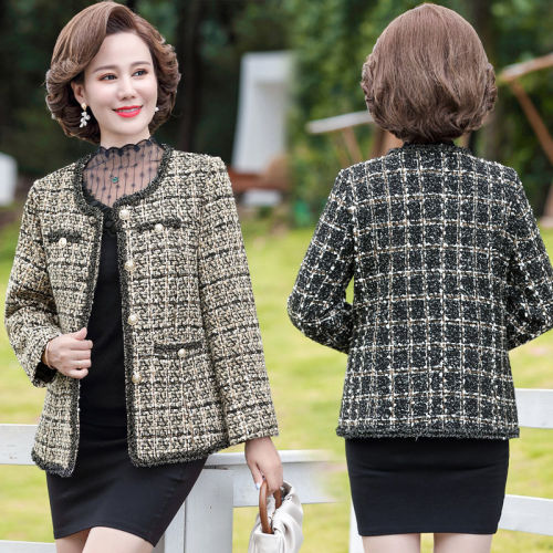 Middle-aged women's spring and autumn clothes, new mother clothes, foreign style, small fragrance jacket, fashionable small suit, short slim top