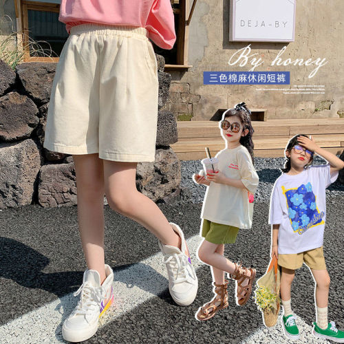Girls pants summer thin section pure cotton new casual pants big children sports pants children summer shorts foreign style