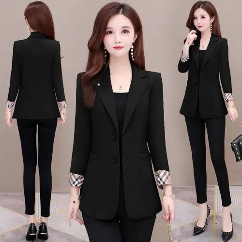 2022 new small suit jacket women's thin Korean style plaid fashion temperament casual short slim fit small suit tide