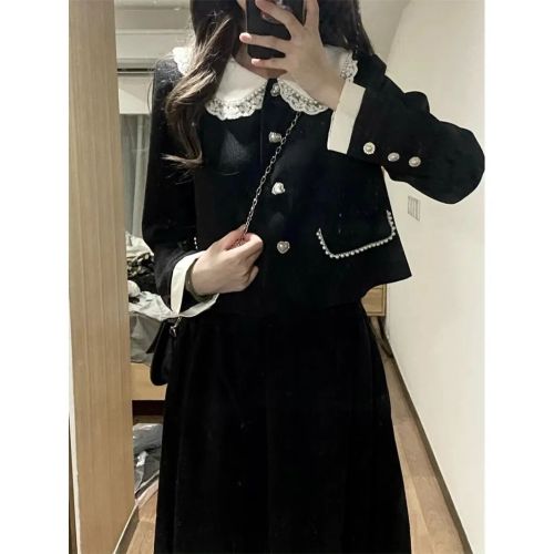 Small crowd thin Korean style chic temperament college style suit skirt short coat skirt female  autumn new style