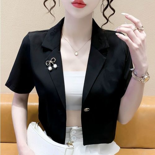 Short-sleeved suit jacket women's thin section  summer design sense niche short suit western style top trend