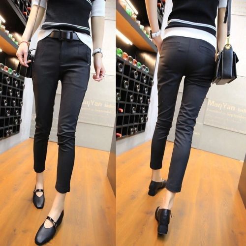 Spring and autumn women's black trousers women look thin eighth small feet casual trousers women's professional work nine-point trousers