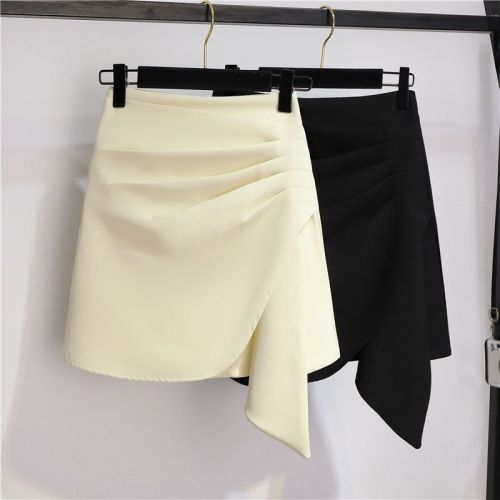 Irregular skirt women's spring and autumn short skirt design sense niche bag hip skirt drape thin section high waist a-line suit skirt