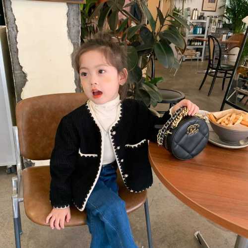 Girls Korean version of the small fragrant wind jacket  autumn and winter new baby girl foreign style cardigan children's top net red style trendy