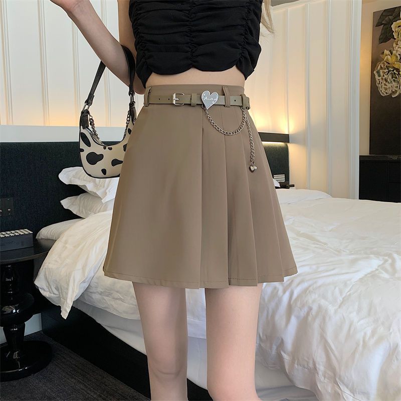 Skirt 2023 women's spring, summer and autumn new pleated skirt high waist slimming A-line skirt irregular package hip skirt