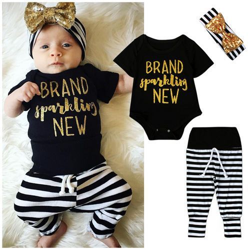 Girls and children's foreign trade European and American summer children's clothing baby crawling clothing English alphabet one-piece romper three-piece set ins
