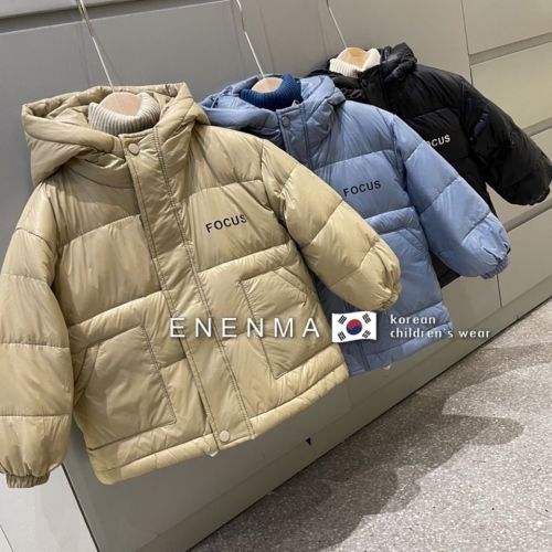 Children's clothing 2022 winter style boy's foreign style thickened hooded down cotton clothing children's warm long-sleeved baby cotton coat