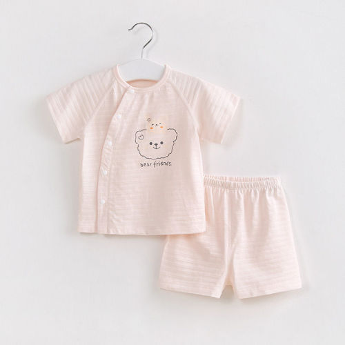 Children's short-sleeved suit summer thin section baby boneless clothes pajamas baby short-sleeved shorts two-piece air-conditioning suit