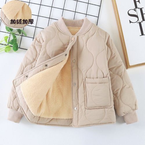 Children's down padded jacket liner foreign style boys and girls winter clothes plus velvet thick middle and big children's warm cotton padded jacket