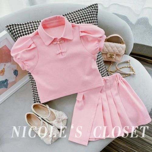 Girls summer suit cute super cute children's clothes children's school clothes fashion western style baby girl two-piece trendy