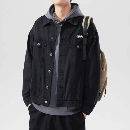 Japanese retro denim jacket men's spring and autumn trendy loose Korean couple tooling trendy brand jacket denim