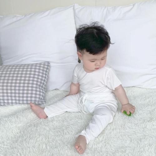 Infants and young children summer suit modal boneless and traceless short-sleeved pants thin section male and female baby pajamas children's home clothes