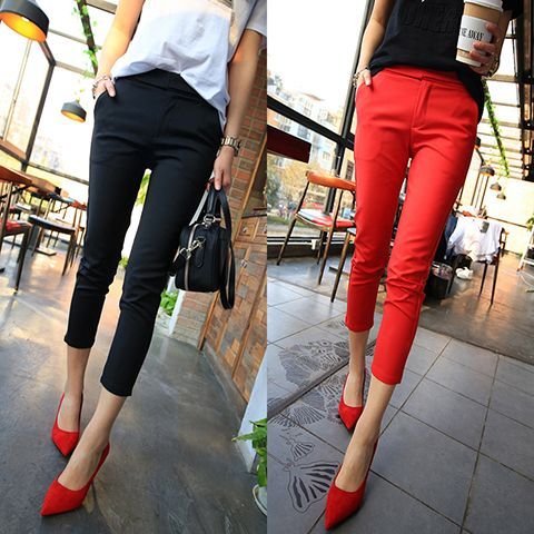 Nine pants women's spring and autumn new pants look thin black pencil pants fashion solid color slim casual trousers tide