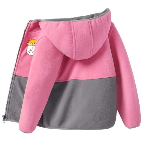 Ding Dong cat girl's hooded jacket children's autumn and winter models thickened polar fleece children's clothing  winter hooded top trend