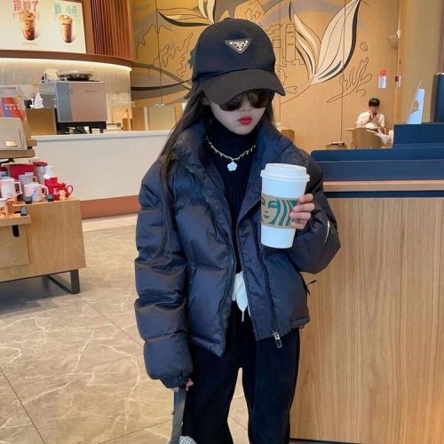 Girls' down jacket 2022 latest style medium and big children's casual fashion solid color 90 white duck down short jacket Korean style trendy