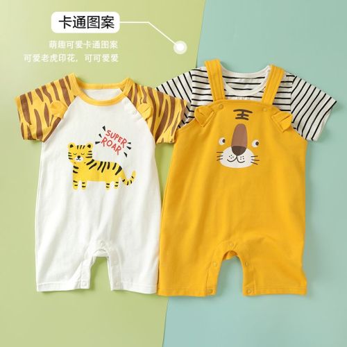 Kaka panda baby clothes overalls short pants summer short-sleeved T-shirt suit children boys and girls Y7575