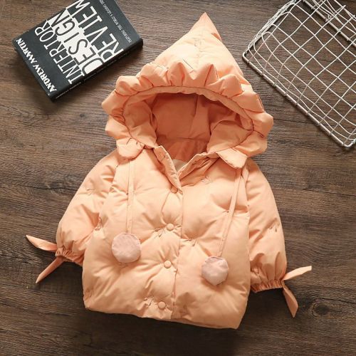 Add velvet autumn and winter children's cotton-padded clothes girls foreign style hooded cotton-padded jacket 0-4 years old 2 baby warm cotton-padded jacket