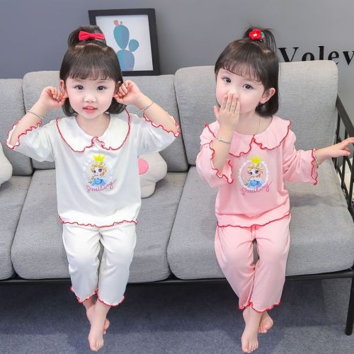 Children's pajamas girls summer modal short-sleeved thin suit little girl princess children's new western-style home clothes