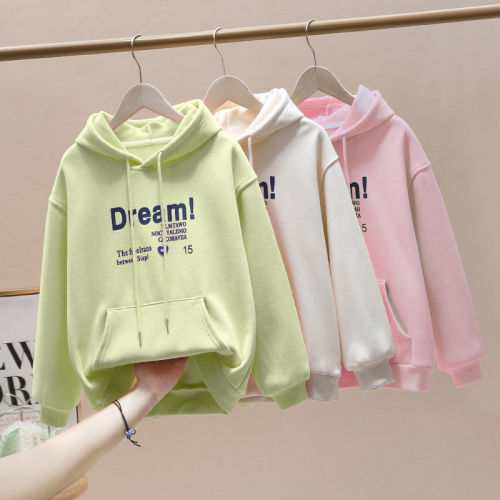 3-18 years old middle and large girls' sweater autumn clothes new children's foreign style thin section pure cotton hooded top pure cotton long-sleeved jacket