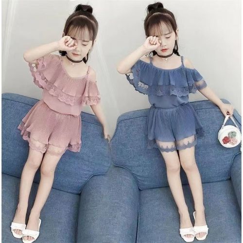 Girls' summer suits 2022 new fashion suits Korean version of chiffon middle-aged girls' suits summer suits foreign style