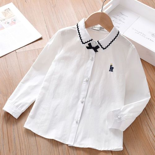 Girls shirt long sleeve 2022 new Korean version of children's college style cotton spring and autumn shirt foreign style student top female