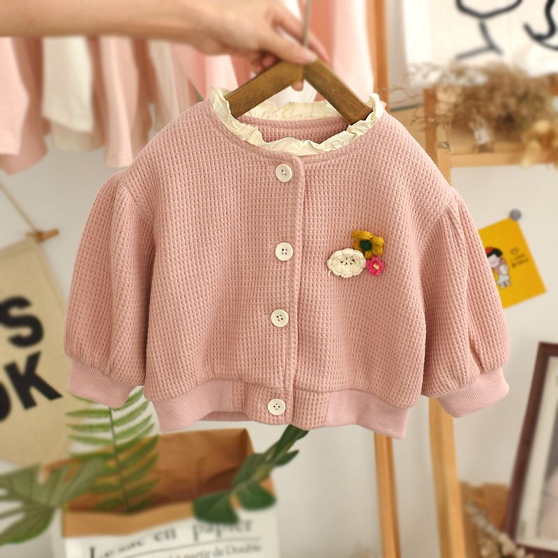 Girls coat spring and autumn baby children's clothing 2022 new foreign style fashionable children's tops autumn clothing baby girl cardigan