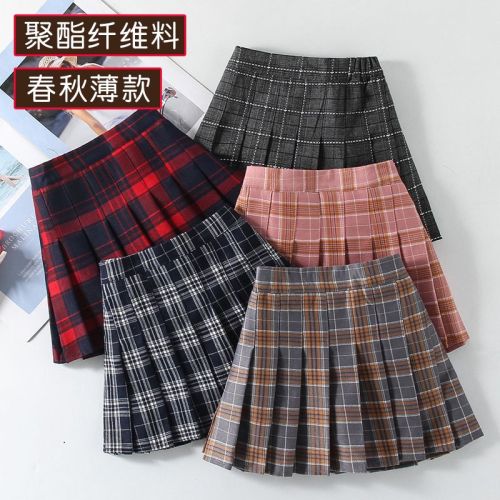  Spring and Autumn New Girls Pleated Skirt Skirt Children's College Style Skirt Skirt Plaid Skirt for Children