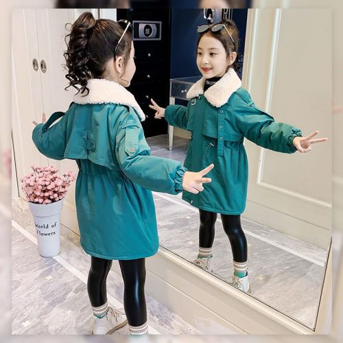 Girls' autumn and winter clothing Korean version of children's clothing 2022 new velvet thickened jacket children's middle-aged and older children's school to overcome the tide of cotton clothes