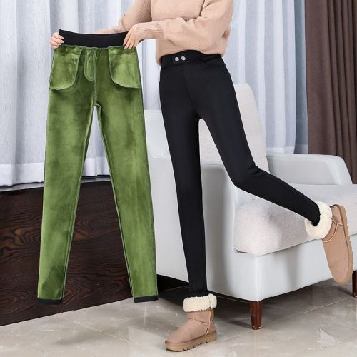 Avocado Moisturizing Pants Leggings Women's Outerwear Plus Velvet Thickening Warm Black Pants Women's Autumn and Winter Slim Skinny Pants