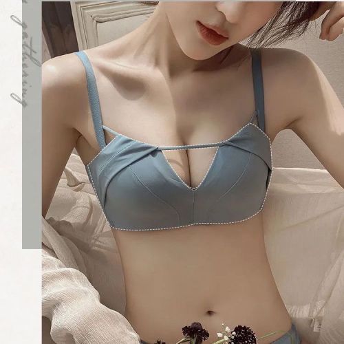 Thin section Korean style underwear women's small chest gathered breasts beautiful back bra without steel ring adjustable sexy underwear set