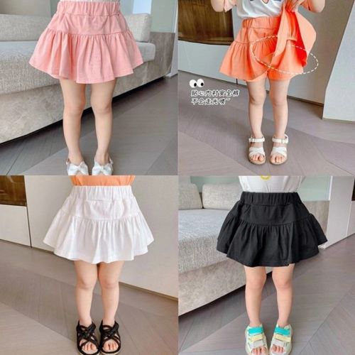 Girls summer skirt casual foreign style all-match baby girl with safety pants anti-skid children's shorts skirt trendy