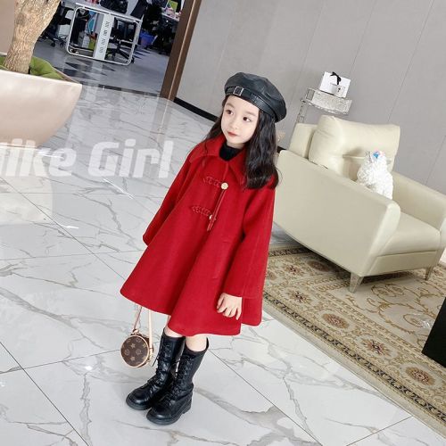 Girls' double-sided woolen coat 2022 new A-line version Korean style foreign style princess style girls' coat