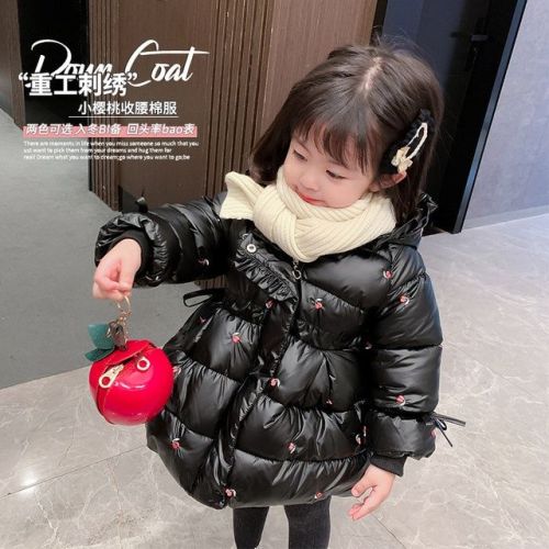 Girls plush cotton-padded clothes 2021 new children's thickened princess cotton-padded jacket coat girl baby winter clothes down cotton-padded clothes tide