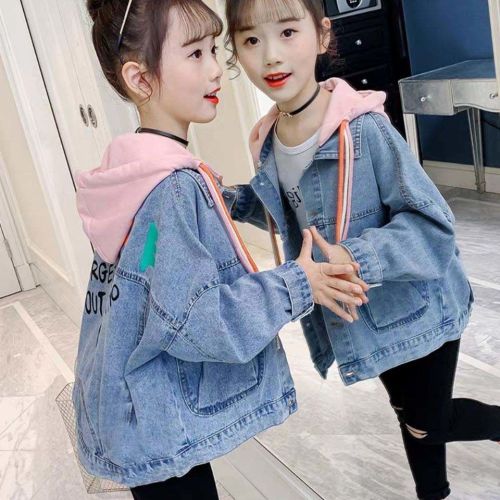 Girls' denim jacket 2022 spring and autumn new trendy foreign style fashion casual all-match loose medium and large children's clothes