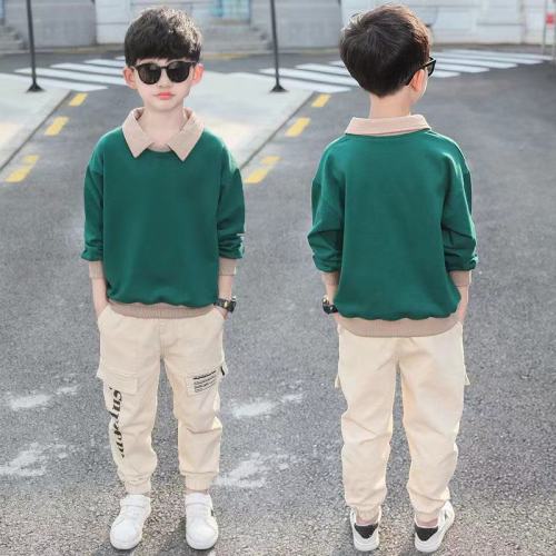 Boys' autumn suit 2023 new foreign style two-piece student suit spring and autumn handsome Korean style boys casual trend