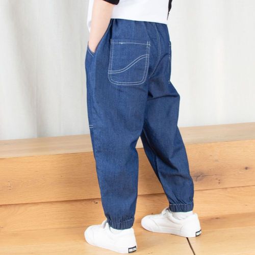 Boys' Tencel jeans  new summer thin children's pants handsome middle and big children's casual anti-mosquito pants summer