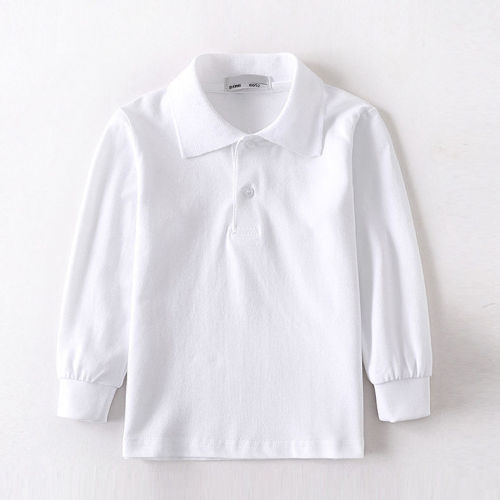 Children's solid color t-shirt long-sleeved small, medium and large boys' pure cotton class clothing female baby spring and autumn bottoming shirt school uniform polo shirt