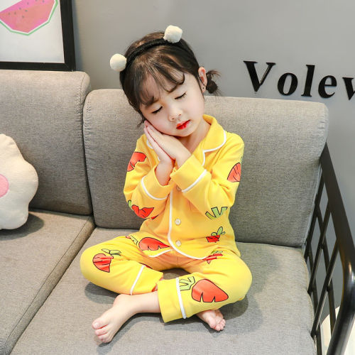 Children's pajamas girls spring and autumn pure cotton long-sleeved girls home clothes children's cute super cute princess baby suit