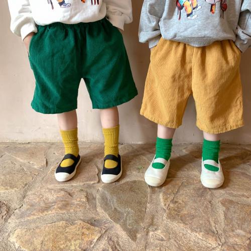  autumn children's baby foreign style all-match corduroy small and medium-sized boys and girls loose casual wide-leg pants five-point pants