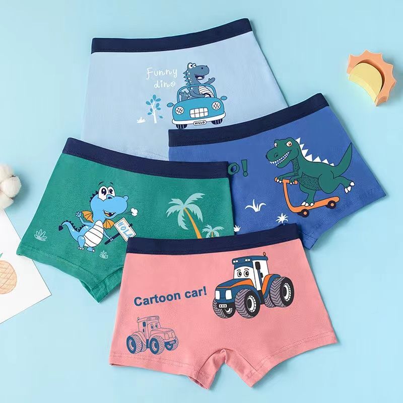 Children's children, children, children, boys, boys, four-corner pure cotton underwear, breathable, comfortable and washable without fading