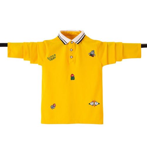 Boys T-shirt long-sleeved spring POLO shirt top 2022 new handsome big boy lapel bottoming shirt for boys