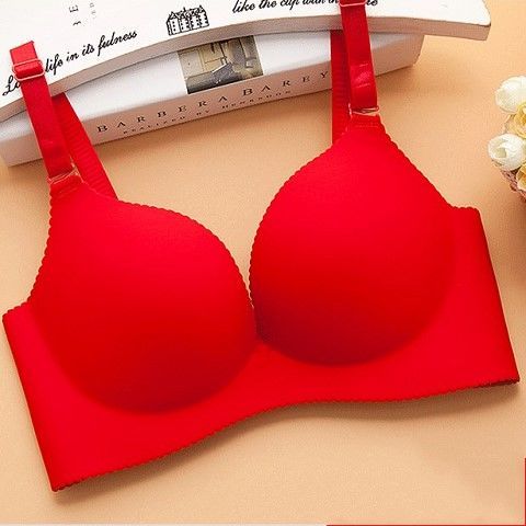 One-piece non-steel ring adjustable underwear set women's seamless thick section push-up bra girl thin section small bra