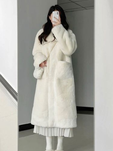  new Korean version imitation mink velvet rex rabbit fur coat women's winter young style thickened fur coat