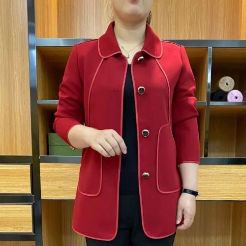 Internet celebrity 2022 new autumn fashion mid-length windbreaker middle-aged and elderly foreign style all-match fashion solid color coat