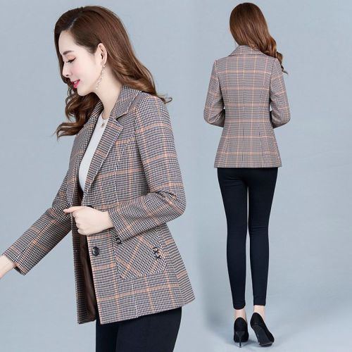 Spring and autumn small suit jacket 2022 new trendy long-sleeved all-match top clothes for middle-aged and elderly mothers plus size women's clothing